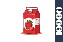 Strawberry juice carton red packaging vector illustration wi Product Image 1
