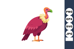 Colorful vulture bird illustration with green beak and orang Product Image 1