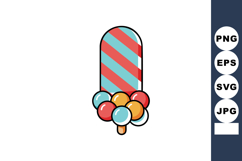 Colorful ice cream popsicle with red and blue stripes and ro Product Image 1
