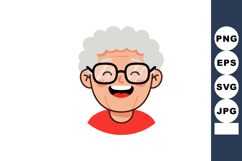 Elderly woman smiling with glasses and curly white hair chee Product Image 1