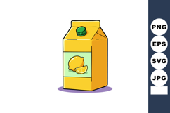 Lemon juice carton container illustration with green cap and Product Image 1