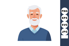 Elderly man with white beard and hair wearing blue sweater v Product Image 1
