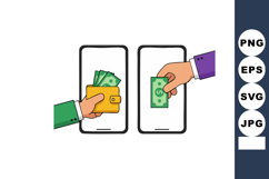 Mobile payment transaction with hand holding wallet and cash Product Image 1