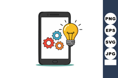 Smartphone with light bulb and colorful gears innovation tec Product Image 1