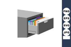 Office filing cabinet drawer with colorful folder files orga Product Image 1