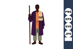 Man with walking stick wearing traditional clothing in stand Product Image 1