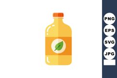 Yellow juice bottle with green leaf label flat vector illust Product Image 1