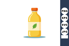 Bottle of orange juice with leaf label and orange cap vector Product Image 1