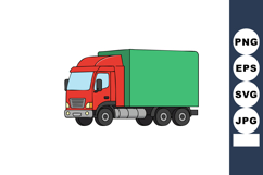 Red and green delivery truck vector illustration with cargo Product Image 1
