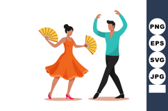 Flamenco dancers performing traditional Spanish dance with f Product Image 1
