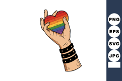 Hand holding rainbow heart symbolizing LGBTQ pride and diver Product Image 1