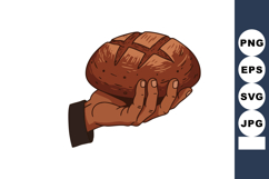 Hand holding freshly baked bread with crusty texture illustr Product Image 1