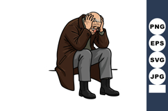 Elderly man sitting with head in hands showing stress and sa Product Image 1