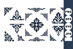 Vintage ornamental floral design elements vector set in blac Product Image 1