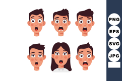 Shocked surprised facial expressions vector set with male an Product Image 1