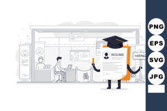 Resume character holding hiring sign with office workers in Product Image 1
