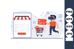 Online shopping concept with virtual reality headset and dig Product Image 1