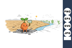 Sprout character standing on cracked dry soil showing growth Product Image 1
