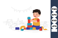 Child Playing with Colorful Building Blocks Educational Toy Product Image 1