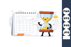 Hourglass and Daily Planner Concept with Checklist and Time Product Image 1