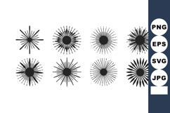 Abstract black sunburst rays vector set with radial line des Product Image 1