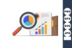 Business analytics report with magnifying glass and door ill Product Image 1