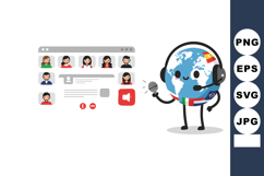 Globe Customer Support Agent with Headset and Video Call Int Product Image 1