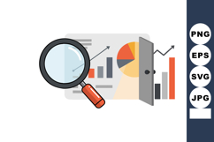 Magnifying Glass Business Data Analysis and Growth Chart Vec Product Image 1