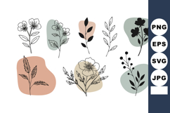 Abstract floral line art with pastel color backgrounds vecto Product Image 1
