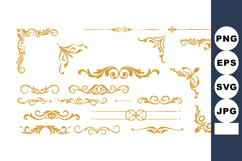 Decorative vintage gold ornamental borders and flourishes ve Product Image 1