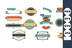 Vintage style decorative banners ribbons and badges vector c Product Image 1