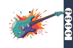 Electric guitar with colorful abstract explosion background Product Image 1