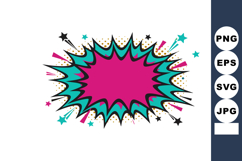 Comic Style Burst Background in Pink and Teal with Star Acce Product Image 1