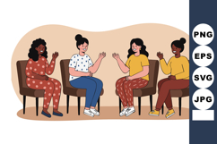 Diverse Women Sitting and Talking Together in Friendly Group Product Image 1
