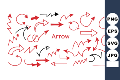Red and Black Hand Drawn Arrows Vector Set for Graphic Desig Product Image 1