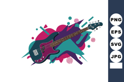 Electric bass guitar with colorful abstract shapes vector il Product Image 1