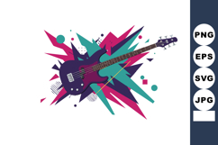 Electric bass guitar with colorful abstract shapes backgroun Product Image 1