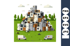 Large pile of used household appliances and electronics with Product Image 1