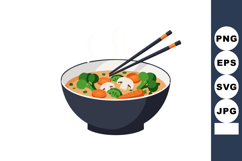 Asian vegetable soup bowl with chopsticks simple colorful ve Product Image 1
