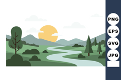 River flowing through green forest with mountains and yellow Product Image 1