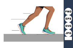 Human Legs Running in Blue Sneakers with Motion Lines Vector Product Image 1