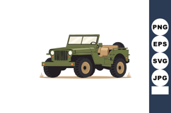 Military style green off-road jeep illustration vector graph Product Image 1
