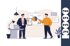 Business professionals presenting financial charts in modern Product Image 1