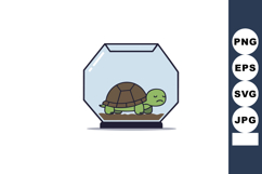 Turtle inside transparent fishbowl with brown shell and gree Product Image 1