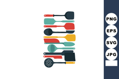 Kitchen utensils set with spatulas ladles and spoons in red Product Image 1