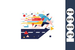 Man running fast with dynamic geometric shapes and colorful Product Image 1