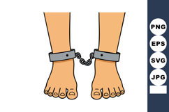 Bare feet with metal handcuffs and chains symbolizing restra Product Image 1