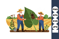 Farmers Holding Large Leaf with Beetle Agricultural Pest Con Product Image 1