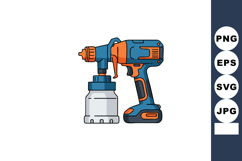 Cordless Electric Spray Paint Gun Tool Blue and Orange Vecto Product Image 1