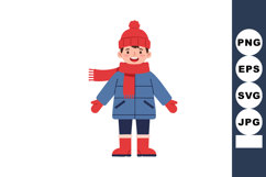 Child wearing winter clothes with red scarf hat mittens and Product Image 1